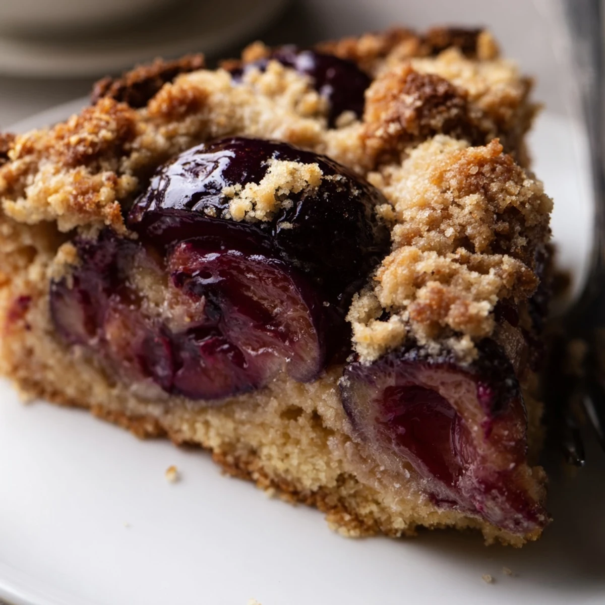 Ein traditioneller deutscher Pflaumenkuchen, perfekt für nachmittäglichen Genuss im Spätsommer.  