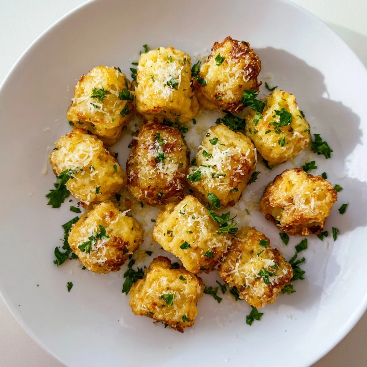 A plate of golden, crispy Air Fryer German Spätzle, a perfect side dish for any meal.