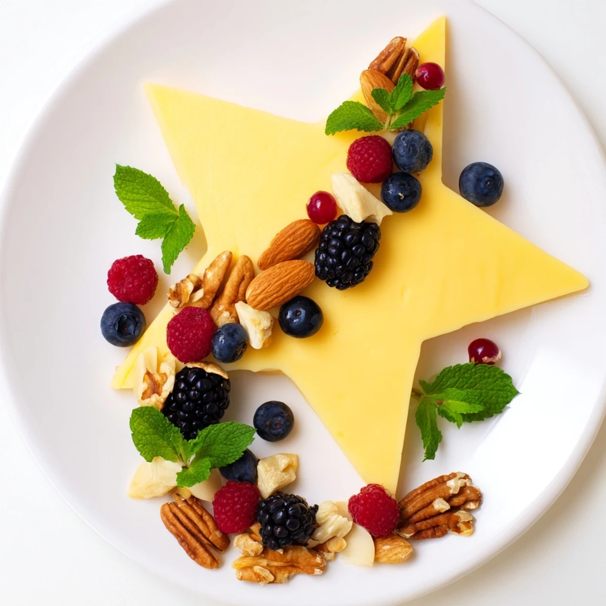 The Shooting Star Cheese Board: A vibrant close-up of cheese, nuts, and berries arranged beautifully on a platter.
