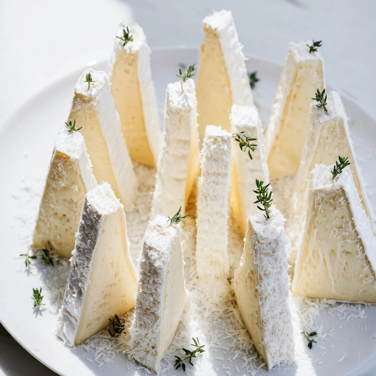 Close-up of the Snowcapped Range appetizer: Brie peaks dusted with Parmesan, a delightful appetizer.