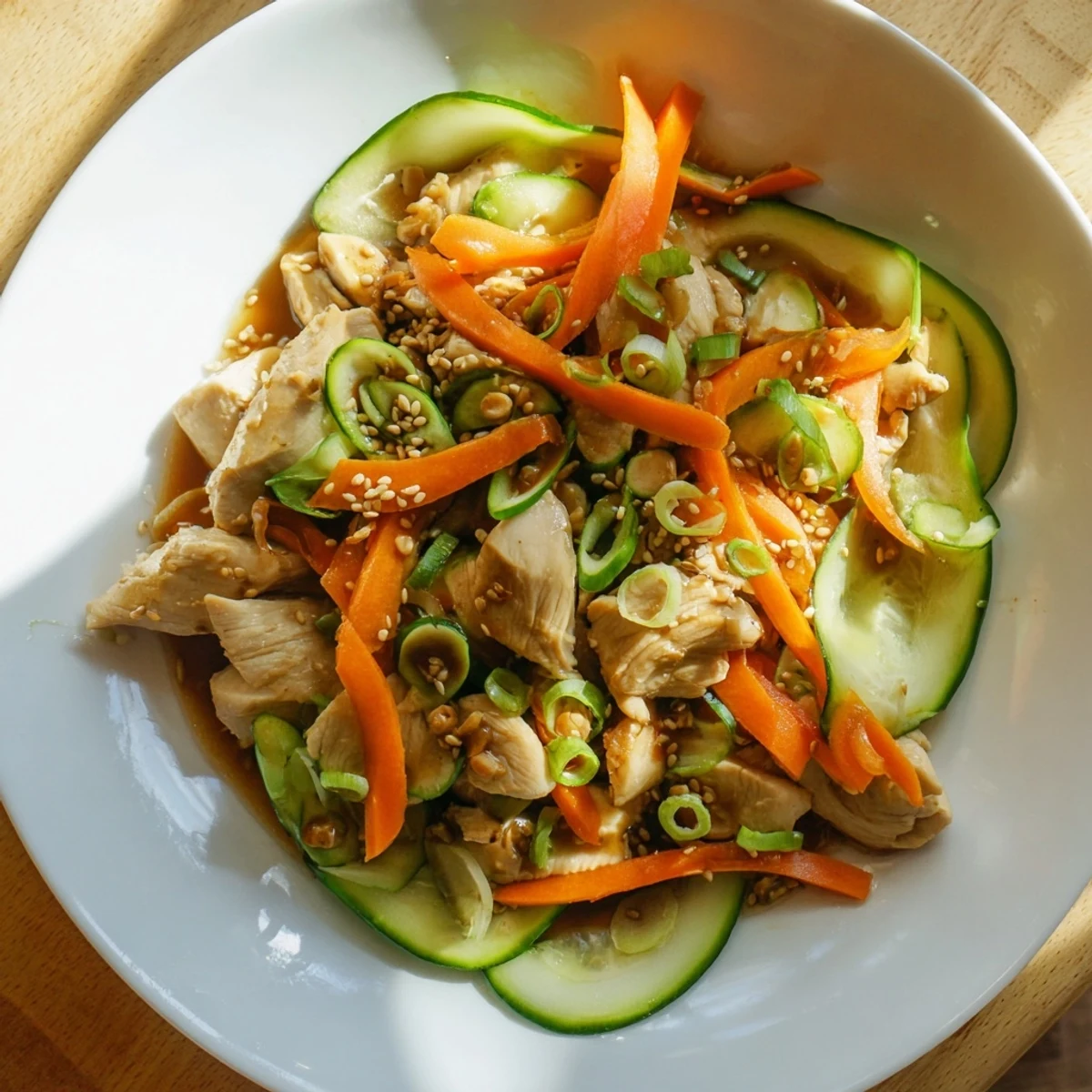 Fresh Deli Container Shaker Chicken Salad, filled with chicken, vegetables, and savory dressing in a jar.