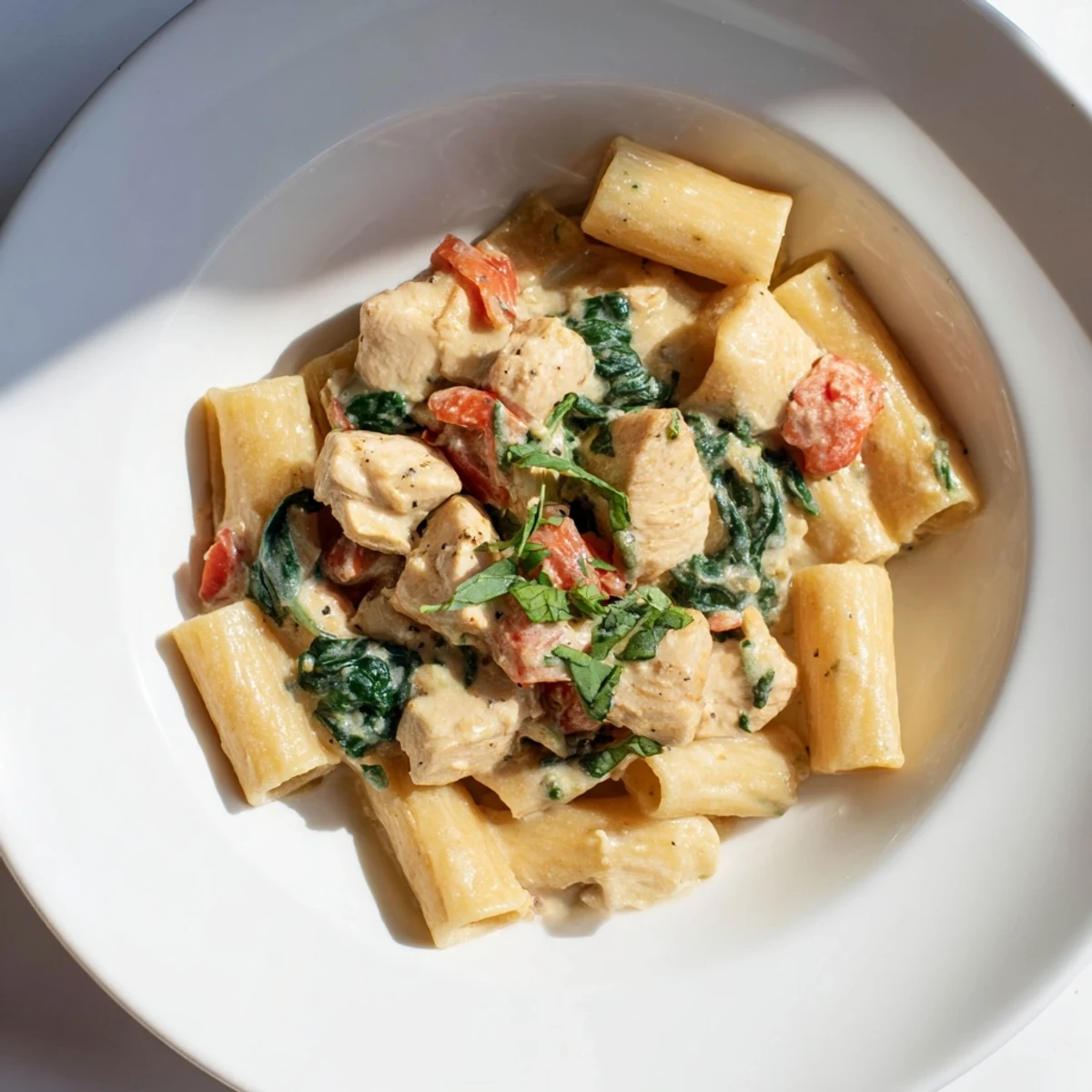 Hearty Budget-Friendly Marry Me Chicken Pasta: delicious pasta tossed with chicken and a creamy sauce.