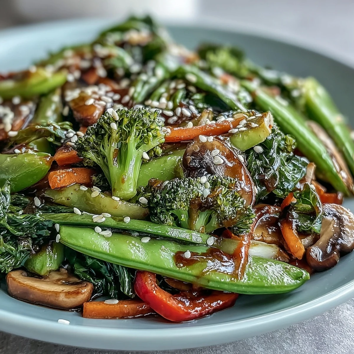 Buntes Ginger Stir-Fried Vegetables mit knackigem Gemüse und Ingwer.