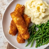 Ofen Fischstäbchen Kartoffelbrei Erbsen