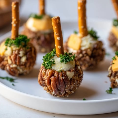 Savory acorn-shaped cheese ball bites, coated in pecans and herbs, make a delightful appetizer.