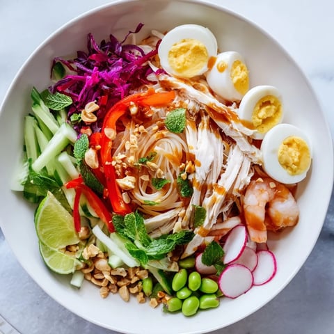 Here are three ALT texts for the Asian Fusion Noodle Bowl Board recipe image: