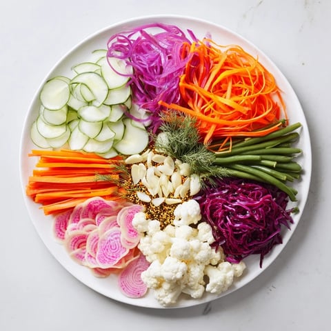A colorful platter of The Pickled & Fermented Feast, perfect for a tangy and refreshing appetizer.