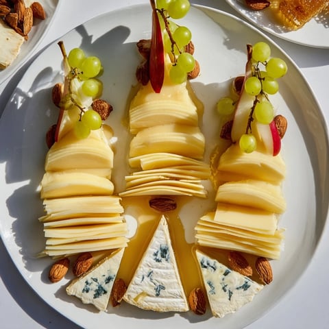 Exzellent. Hier sind die drei SEO-optimierten ALT-Texte für das Rezept "The Art Deco Arch Cheese Platter":