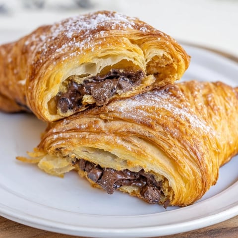 A warm Cookie Croissant, golden-brown and filled with melting chocolate chip cookie dough.