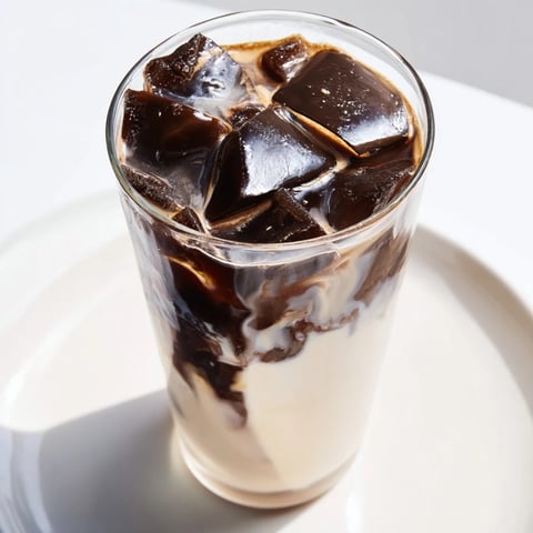 Rich, glossy chocolate cracks atop a chilled Chocolate Cracking Iced Latte, a perfect summer coffee treat.