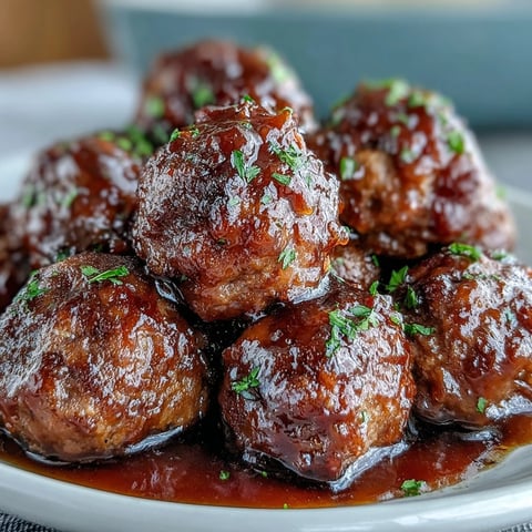 Zähe Fleischbällchen in scharfer Pfirsichsauce im Schongarer, als Party-Appetizer serviert.