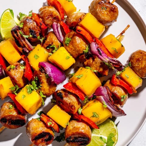 Wurst Mango Paprika Spieße
