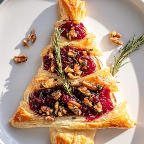 Festive Brie en Croûte Pine Tree, ready to serve with crackers, offering a delicious appetizer.