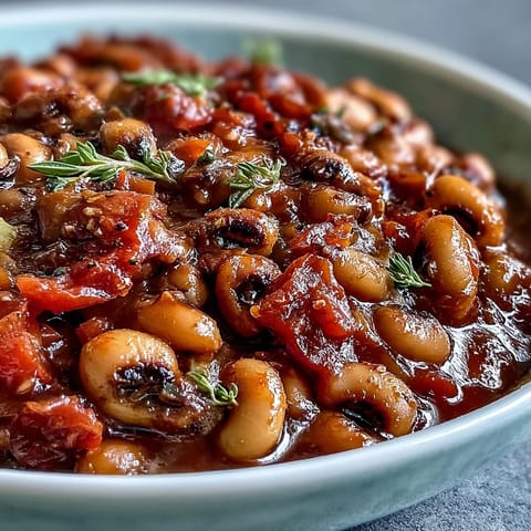 A bowl of Greek-Style Slow Cooker Black-Eyed Peas topped with crumbled feta, fresh parsley, and a drizzle of olive oil.