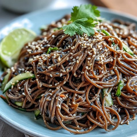 Kalter Soba-Nudelsalat mit Sesam-Ingwer