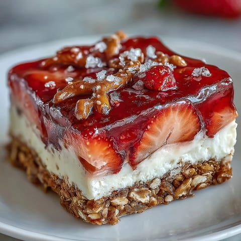 Saftige Erdbeeren, cremige Füllung und knackige Brezelbasis; geschichtete Leckereien.