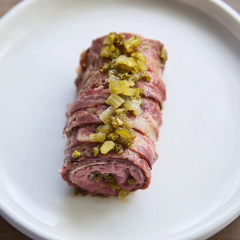 Mouthwatering, bite-sized mini rouladen, braised in broth, showcasing German flavors at their best.