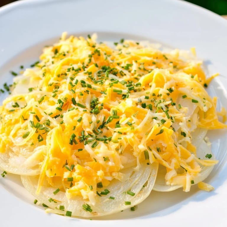 Diese knusprigen Zwiebel-Käse-Chips sind dampfend mit geschmolzenem Käse, perfekt als herzhafter Snack.