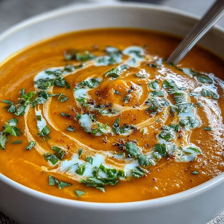 Samtige Karotten-Ingwer-Suppe, perfekt als gesunder Vorspeise oder Hauptgericht.