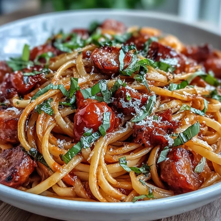 Tender noodles tossed with garlic, onions, and a bold wine-infused tomato sauce.