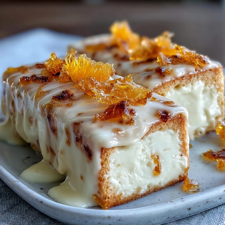 Goldbraune, mit Orangenzucker gefüllte Brötchen, warm und mit frischer Orangen-Frischkäse-Glasur überzogen.  