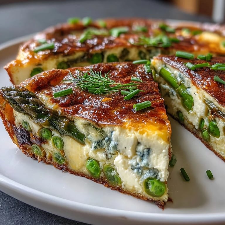 Genießen Sie diese leichte Frühlingsfrittata mit knackigem Gemüse und würzigem Ziegenkäse.