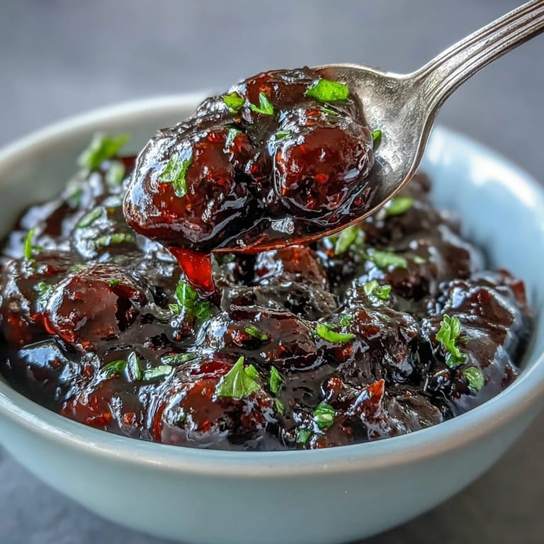 Tangige und süße Brombeer-Jalapeño-BBQ-Sauce, appetitlich dick für herzhaftes Essen.