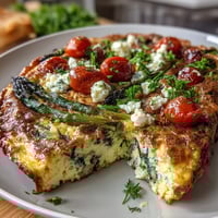 Bunter Frühlingsgemüse-Frittata mit frischem Spargel und Feta